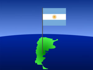 map of Argentina and Argentinian flag on pole illustration