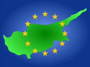 map of Cyprus and European Union flag illustration