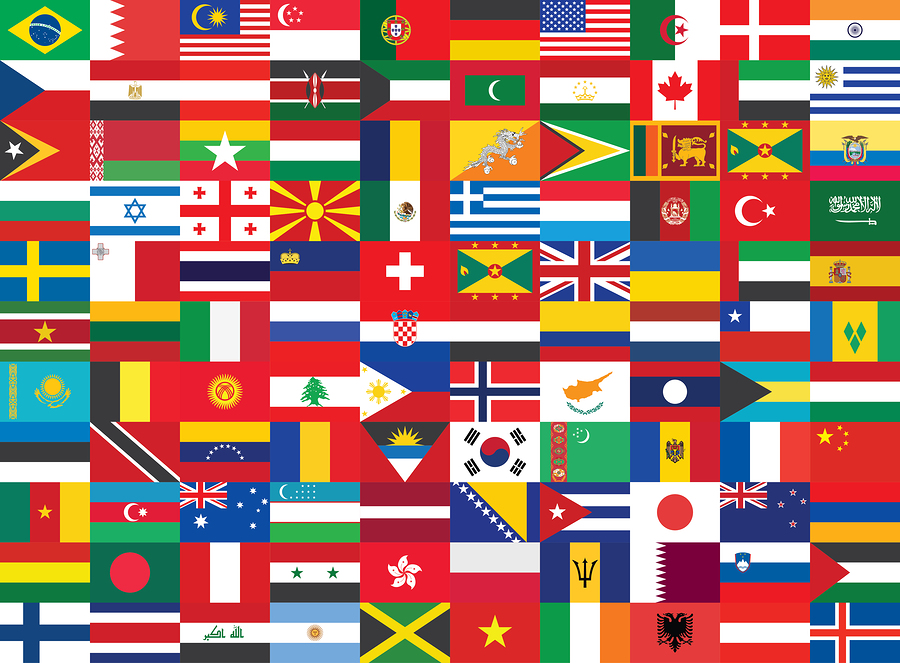 seamless background with some of world flags