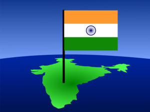 map of India and Indian flag illustration