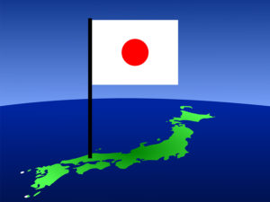 map of Japan and Japanese flag illustration